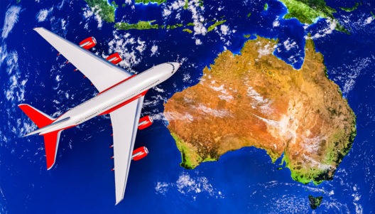 Australia,Island,With,Airplane,Or,Airliner,Top,View.,3d,Rendering